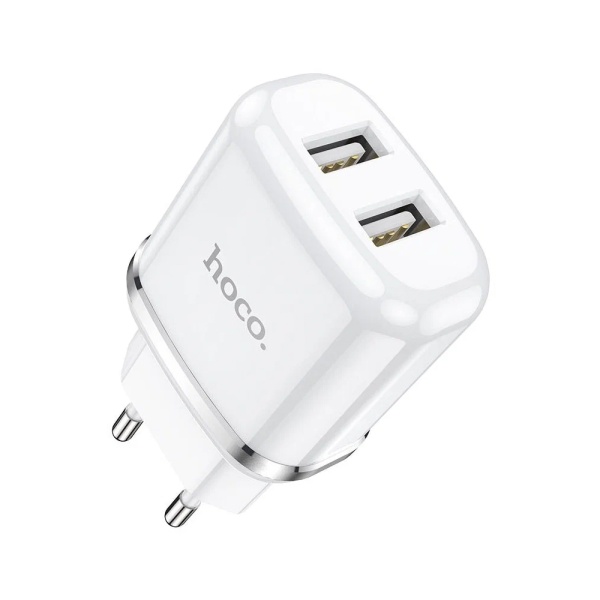 СЗУ HOCO N4 2xUSB-A 2.4A + кабель USB-A/Type-C 1м, белое